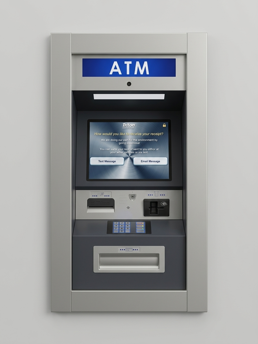 Argo FT through-the-wall ATM installed in a wall, photoreal walk-up view